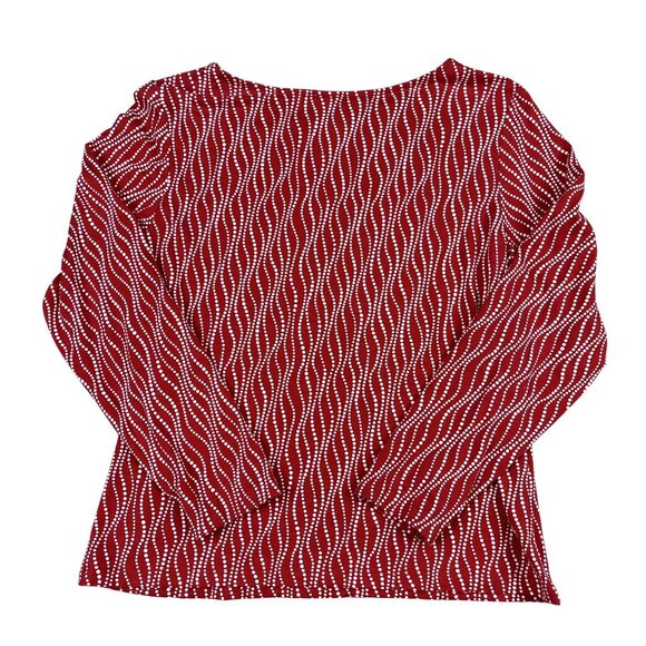 Talbots Womens Silk & Modal Blend Red & White Coral Stretch Top Sz Large - Picture 2 of 5